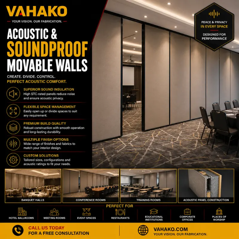 Movable acoustic and soundproof room and lobby partitions in Sri Lanka